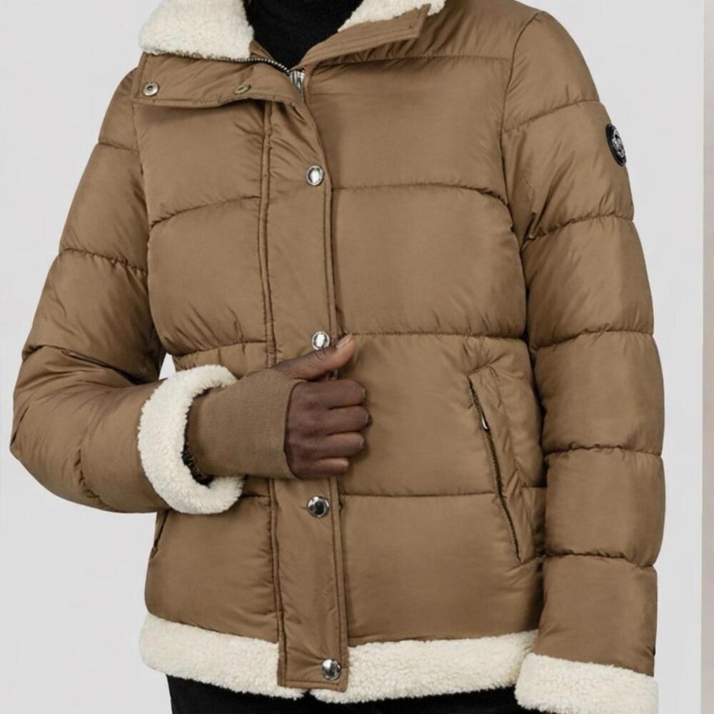 Michael Kors Brown Puffer Jacket with Shearling 2X